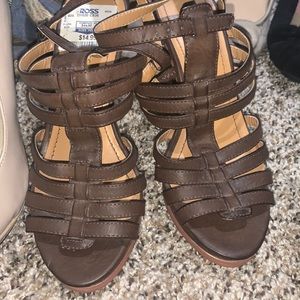 Brown strapped heels